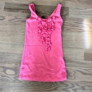 Mango MNG Pink Ruffle Detail Stretch Tank Top Shell Top XS